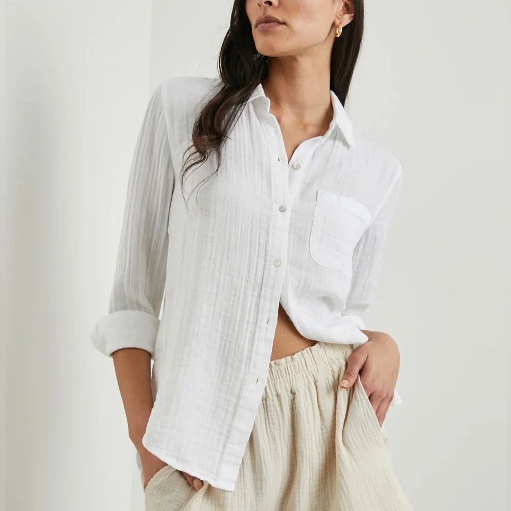 Rails Ellis Button-Down Shirt | White | Women’s XS - Picture 2 of 8